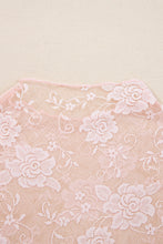 Load image into Gallery viewer, Apricot Pink Sheer Floral Lace Mesh Mock Neck Long Sleeve Top
