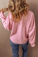 Cargar imagen en el visor de la galería, Pink Ribbed Knit Collared Henley Top with Chest Pocket
