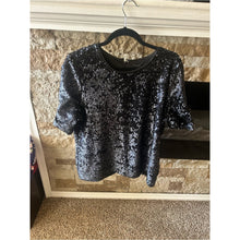 Load image into Gallery viewer, Ann Taylor Sequin Top Silver Black with Silent Zipper
