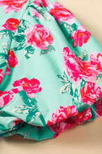 Cargar imagen en el visor de la galería, Green Floral Bubble Sleeve Surplice Ruffled Plus Size Dress
