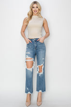 Cargar imagen en el visor de la galería, RISEN High Rise Distressed Crop Straight Jeans
