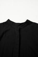 Load image into Gallery viewer, Black Hidden Buttons Short Sleeve Ruffle Tiered Long Flared Dress
