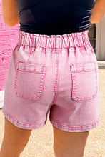 Load image into Gallery viewer, Strawberry Pink Elastic High Waisted Denim Shorts
