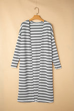 Cargar imagen en el visor de la galería, Black Stripe Print Open Front Duster Cardigan
