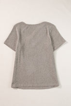 Load image into Gallery viewer, Pale Khaki Ribbed Buttoned Strappy V Neck Tee
