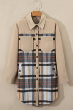 Load image into Gallery viewer, Khaki Plaid Patchwork Long Sleeve Shirt Mini Dress
