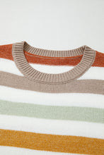 Cargar imagen en el visor de la galería, Multicolour Striped Colorblock Drop Shoulder Plus Size Sweater
