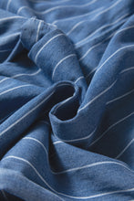 Load image into Gallery viewer, Blue Stripe Chambray Wide Leg Tied Elastic Waist Trousers
