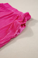 Load image into Gallery viewer, Bright Pink Casual Pleated Short Two-piece Set
