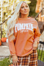 Cargar imagen en el visor de la galería, Orange PUMPKIN Spice Graphic Corded Crewneck Sweatshirt
