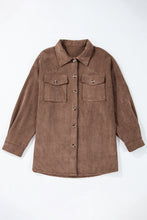 Cargar imagen en el visor de la galería, Chestnut Corduroy Flap Pocket Button Up Shacket
