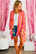 Cargar imagen en el visor de la galería, Rose Stripe Wide Sleeve Open Front Kimono
