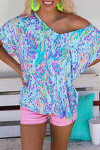 Load image into Gallery viewer, Sky Blue Loose Painted Floral Tee
