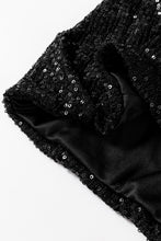 Cargar imagen en el visor de la galería, Black Sequin Zip up Round Neck Long Sleeve Jacket
