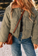 Cargar imagen en el visor de la galería, Jungle Green Teddy Collar Flap Pockets Quilted Puffer Jacket
