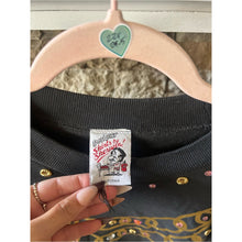 Load image into Gallery viewer, Vintage 80s Women's Black Embellished Sweatshirt with Chain Detail
