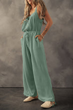 Cargar imagen en el visor de la galería, Moss Green Knotted Straps Button Textured Drawstring Jumpsuit
