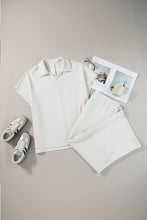 Load image into Gallery viewer, Beige Plus Size Textured Collared Top and Pants Set
