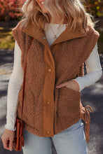 Load image into Gallery viewer, Cinnamon Faux Fur Snap Button Front Knot Side Plush Vest with Pockets
