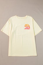 Load image into Gallery viewer, Yellow Cream Back LET&#39;S WATCH THE SUNSET Print Half Sleeve Tee
