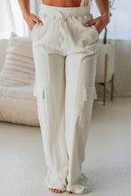 Load image into Gallery viewer, Beige Plain Cargo Pockets High Waist Casual Sweatpants
