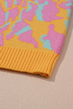 Cargar imagen en el visor de la galería, Bright Pink Plus Size Leopard Ribbed Trim Sweater
