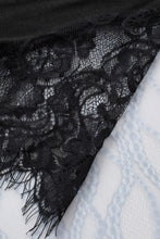 Cargar imagen en el visor de la galería, Black Eyelash Lace Sleeve V Neck Ruffle Babydoll Top
