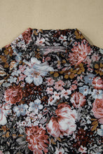 Cargar imagen en el visor de la galería, Brown Floral Long Sleeve High Neck Sheath Mesh Blouse
