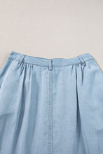 Cargar imagen en el visor de la galería, Mist Blue Fully Buttoned Long Denim Skirt
