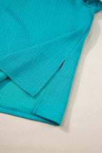 Load image into Gallery viewer, Teal Textured Ruffle Split Top and Drawstring Shorts
