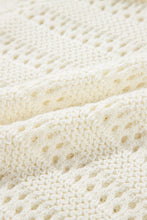 Cargar imagen en el visor de la galería, White Pointelle Knit Raglan Sleeve Hooded Sweater
