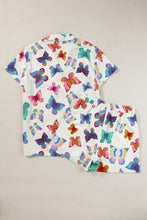 Cargar imagen en el visor de la galería, Multicolour Butterfly Pattern Short Sleeve Shirt Pajamas Set
