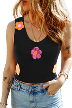 Load image into Gallery viewer, Black 3D Flower Decor Cropped Sweater Vest
