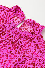 Load image into Gallery viewer, Hot Pink Leopard Print Ruffled Trim Tiered Maxi Dress
