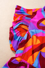 Cargar imagen en el visor de la galería, Orange Abstract Print Flutter Sleeve Peplum Blouse
