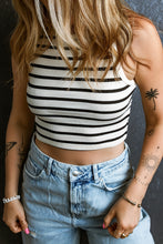 Cargar imagen en el visor de la galería, Apricot Stripe Round Neck Cropped Slim Tank Top
