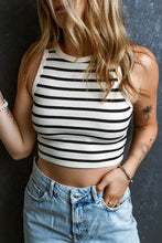 Cargar imagen en el visor de la galería, Apricot Stripe Round Neck Cropped Slim Tank Top
