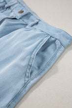 Load image into Gallery viewer, Mist Blue Fully Buttoned Long Denim Skirt
