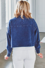 Load image into Gallery viewer, Sail Blue Large Side Pockets Zip-up Denim Jacket
