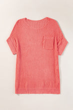 Cargar imagen en el visor de la galería, Fresh Salmon Rolled Cuffs Loose Knit Tee with Slits
