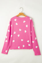 Load image into Gallery viewer, Pink Valentine Heart Print Long Sleeve Tee and Shorts Lounge Set
