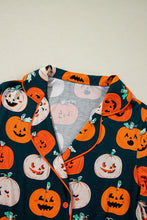 Cargar imagen en el visor de la galería, Orange Halloween Pattern Short Sleeve Shirt Pajama Set
