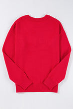 Cargar imagen en el visor de la galería, Fiery Red Tinsel Merry Letter Drop Shoulder Baggy Sweater
