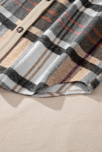 Cargar imagen en el visor de la galería, Khaki Plaid Patchwork Long Sleeve Shirt Mini Dress
