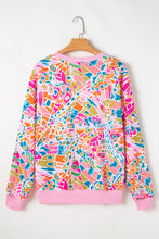 Cargar imagen en el visor de la galería, Pink Abstract Printed Drop Shoulder Loose Sweatshirt
