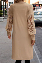 Cargar imagen en el visor de la galería, Parchment Lace Patchwork Ribbed Knit Open Front Duster Cardigan
