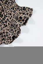 Load image into Gallery viewer, Khaki Animal Print Ruffle Sleeve Back Button Top
