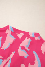 Cargar imagen en el visor de la galería, Rose Abstract Print Smocked Puff Sleeve V Neck Blouse
