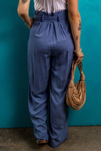 Cargar imagen en el visor de la galería, Wild Wind Belted Frilly Waist Wide Leg Loose Pants
