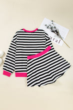 Load image into Gallery viewer, Black Stripe Color Block Edge Pullover and Shorts PLus Size Set
